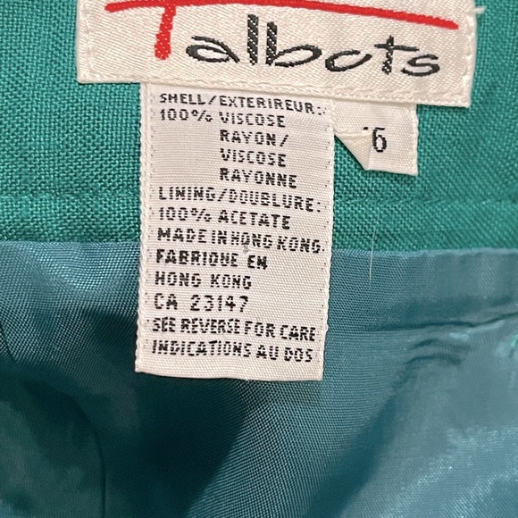 Talbots- green/turquoise color-size 16- trousers- never worn - Picture 3 of 3
